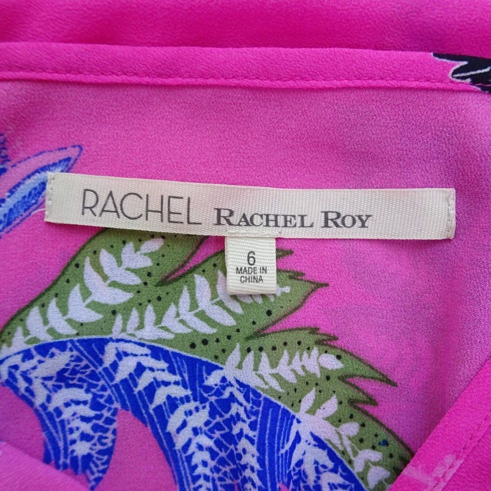 RACHEL ROY Maxi Dress Cold Shoulder Floral Flowy Ruffle Slit Tie-Waist Pink 6 - Picture 8 of 13